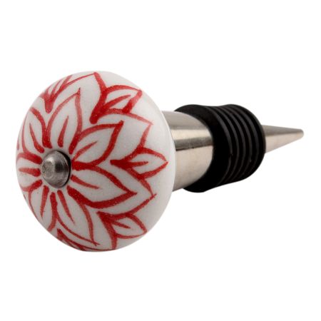 Red Lotus Ceramic Wine Stopper